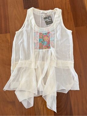 Matilda Jane Sheer White Ruffle Tank with Pastel Accents
